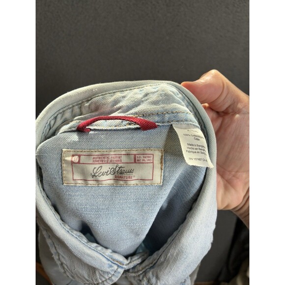 Vintage Levis Denim Shirt Metal Button Up Mens XL Pockets Red Tab Shacket - Picture 10 of 14